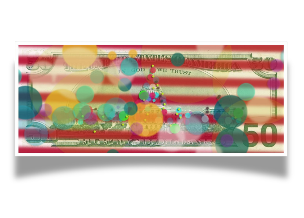 "In Dot we trust", Metallic Foto-Abzug